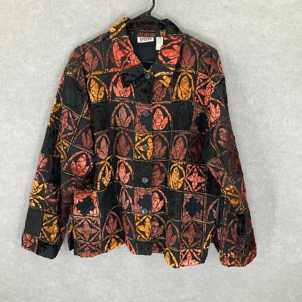 Chicos Design Art to Wear Tapestry Velvet Embroidery Jacket M Boho Fall Artsy